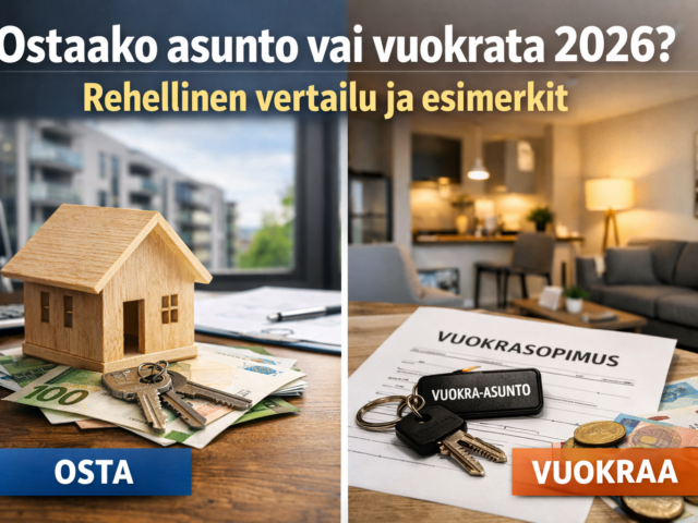 Kannattaako ostaa asunto vai vuokrata 2026? Rehellinen vertailu ja esimerkit